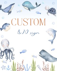 Ocean and sea custom sign 8x10 USCE bundle: Ocean birthday invitation 5x7 USCE bundle