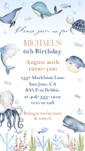 Ocean and sea birthday evite USCE bundle: Ocean birthday invitation 5x7 USCE bundle