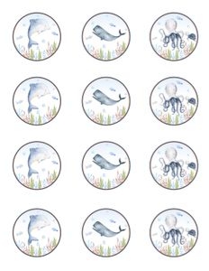 Ocean and sea cupcake toppers USCE bundle: Ocean birthday invitation 5x7 USCE bundle