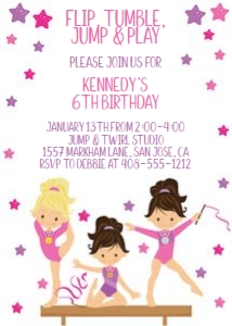 Flip tumble jump and play 5x7 gymnastics invitation PPFT bundle design preview