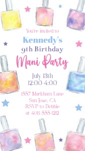 Mani party evite design preview