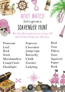 Pirate Girl Scavenger Hunt Game 5x7 PPGB design preview