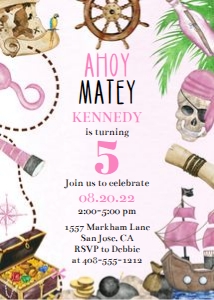 Pirate pink 5x7 invitation bundle PPGB design preview