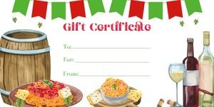 Spaghetti and wine gift certificate 8x4 design preview