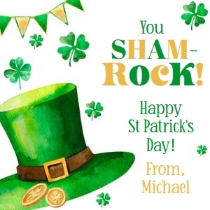 Sham rock St Patrick's Day 3x3 tag: Sham rock St. Patrick's Day 3x3 tag