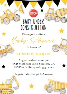Baby under construction 5x7 invitation BUCS bundle design preview