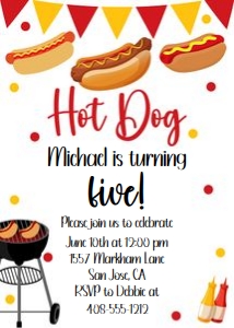 Hot dog party 5x7 invitation HOTD bundle design preview