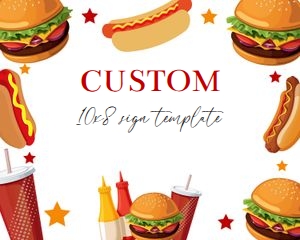 Burgers and dogs custom sign 10x8 BUDG: Burgers and dogs custom sign 10x8 BUDG