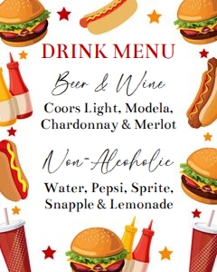 Burgers and dogs drinks menu sign BUDG design preview