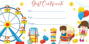 Amusement park gift certificate 8x4 design preview