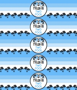 Two cool blue and black water bottle wrapper BLOC design preview