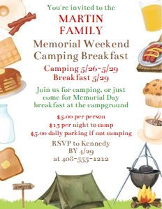 Camping breakfast 8.5x11 flyer design preview