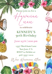 Hawaiian luau 5x7 invitation HLDA: Hawaiian luau 5x7 invitation HLDA