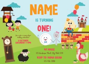 Nursery Rhyme Birthday Invitation: Nursery Rhyme Birthday Invitation