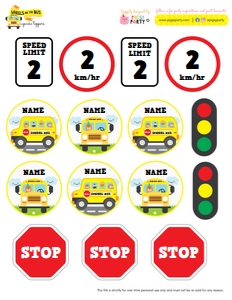 Wheels on the Bus Cupcake Topper: Wheels on the Bus Party Decorations Kit