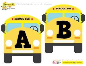 Wheels on the Bus Banner: Wheels on the Bus Birthday Banner