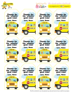 Wheels on the Bus Favor Tags: Wheels on the Bus Party Decorations Kit