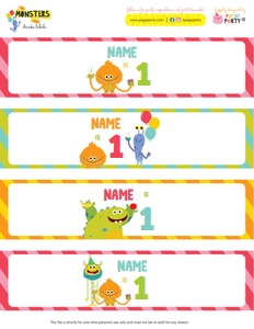 Monsters Drinks Labels: Monsters Party Kit