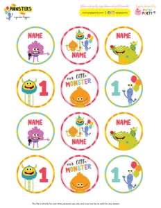 Monsters Cupcake Toppers: Monsters Party Kit