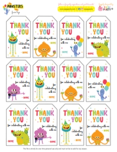 Monsters Favor Tags: Monsters Party Kit