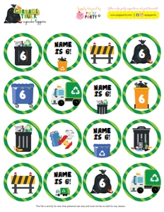 Garbage Truck Cupcake Toppers: Garbage Truck Cupcake Toppers