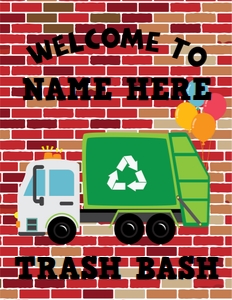 Garbage Truck Party Sign: Garbage Truck Party Kit