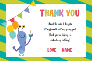 Monsters Thank You Cards: Monsters Party Kit