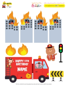Fire Truck Cake Topper design preview