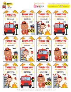 Fire Truck Favor Tags design preview
