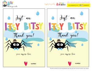 Itsy Bitsy Spider Thank You Cards: Itsy Bitsy Spider Party Kit