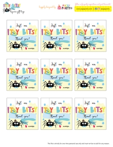 Itsy Bitsy Spider Thank You Tags: Itsy Bitsy Spider Party Kit