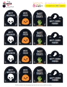Halloween Graveyard Treat Toppers: Halloween Party Kit