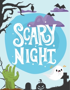 Halloween Scary Night Sign: Halloween Party Signs