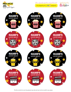 Movie Night Cupcake Toppers: Movie Night Party Kit