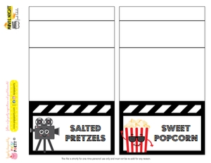 Movie Night Food Labels: Movie Night Party Kit