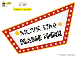 Movie Night Movie Star Sign: Movie Night Party Kit