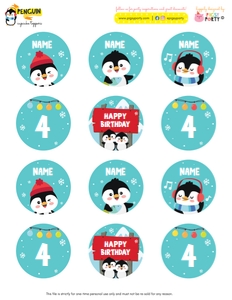 Penguin Cupcake Toppers: Penguin Party Kit
