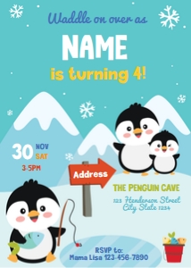 Penguin Invitation: Penguin Party Kit