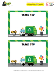 Garbage Truck Thank You Cards: Garbage Truck Invitation