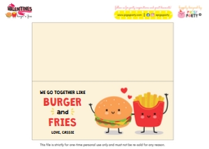 Valentines Burger and Fries: Valentines Burger and Fries Printables