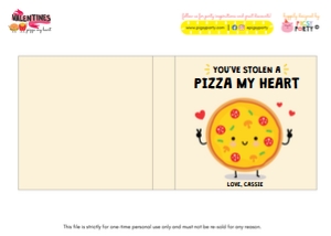 Valentines Pizza Printable: Valentines Fast Food Pizza Printable