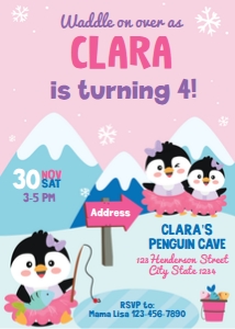 Penguin Girl Party Kit design preview