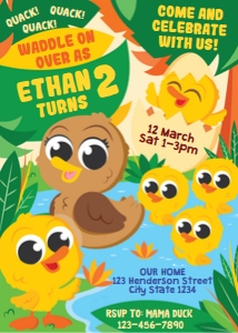 Little ducks Invitation design preview