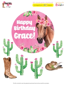 Cowgirl Horse Cake Topper: Cowgirl Horse Party Kit