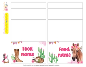 Cowgirl Horse Food Labels: Cowgirl Horse Party Kit