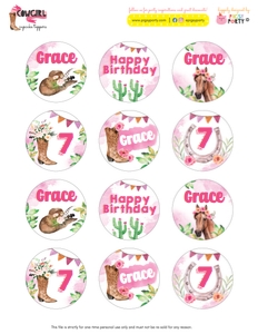 Cowgirl Horse Cupcake Toppers design preview
