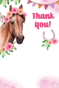 Cowgirl Horse Thank you card: Cowgirl Horse Party Kit