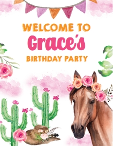 Cowgirl Horse Welcome Sign: Cowgirl Horse Party Kit