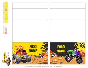 Monster Truck Food Labels: Monster Truck Food Labels