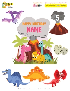 Dinosaur Girl Cake Topper: Dinosaur Girl Cake Topper